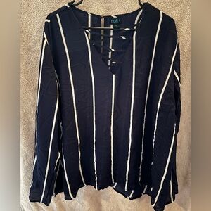 RUE+ Black and White Striped Women's Top 3X
